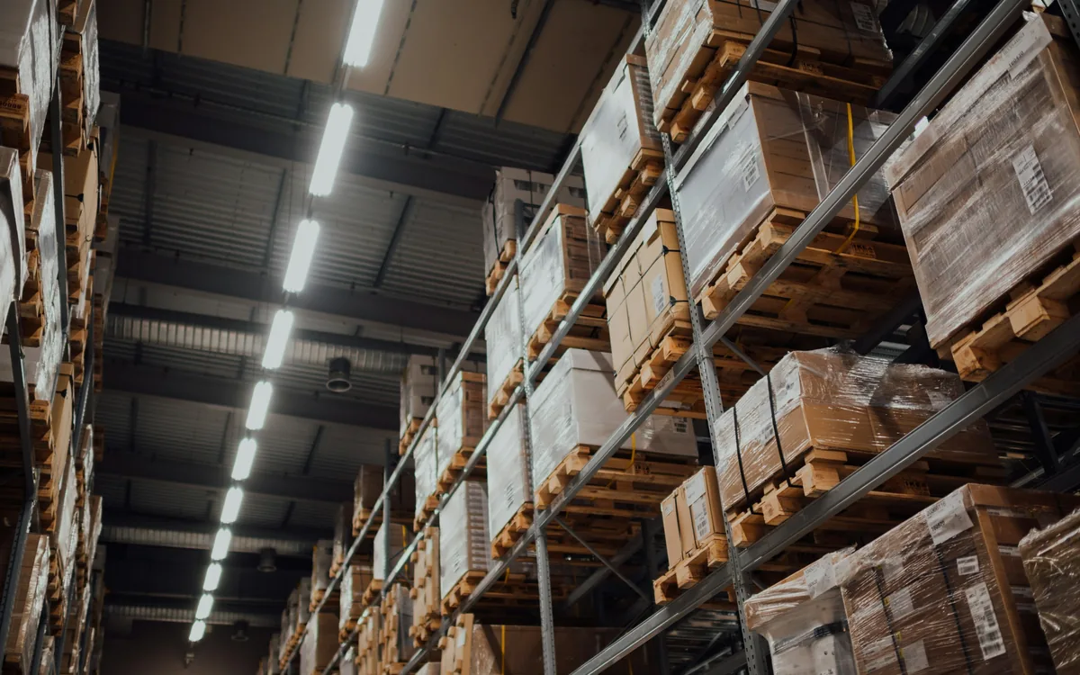 Stock on warehouse racking, counted and recorded